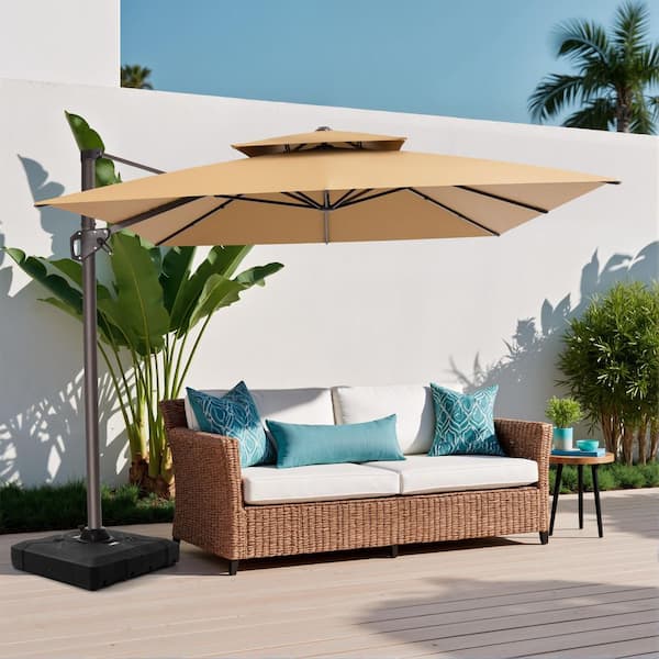 double patio umbrella tilt GRANDPATIO Duo Sidepost Aluminum Cantilever Outdoor Thanks to its unique design Gymax Double-Sided Patio Umbrella w/Push