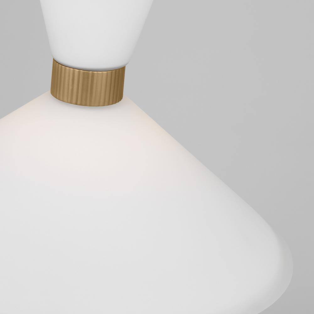 Satin Brass Pendant with Etched White Glass Shade