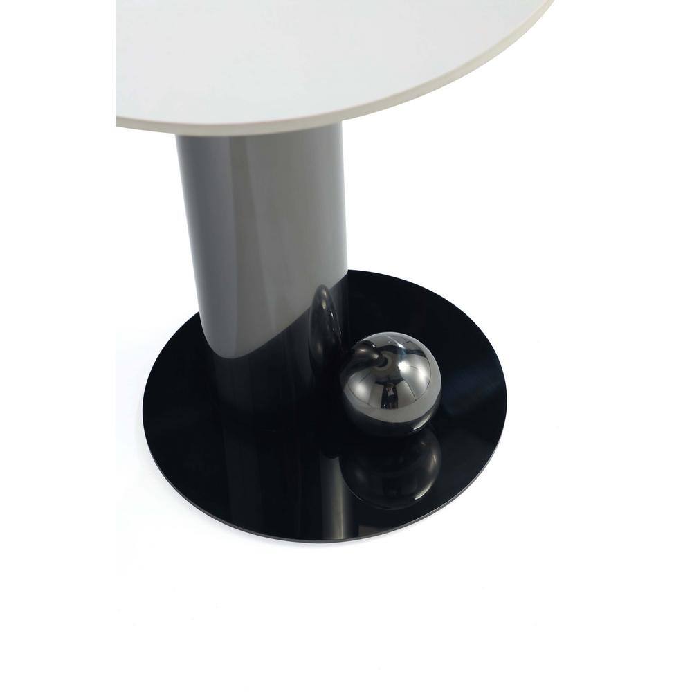 Modern Black and White Sintered Stone Round Accent Table