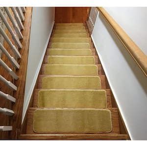 Comfortable Collection Dark Cream 7 inch x 24 inch Indoor Carpet Stair Treads Slip Resistant Backing (Set of 15)