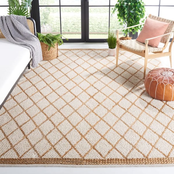 Natura 9 ft. x 12 ft. Ivory/Natural Geometric Area Rug