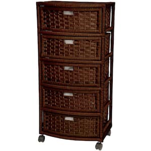 5-Drawer Mocha Natural Fiber Trunk