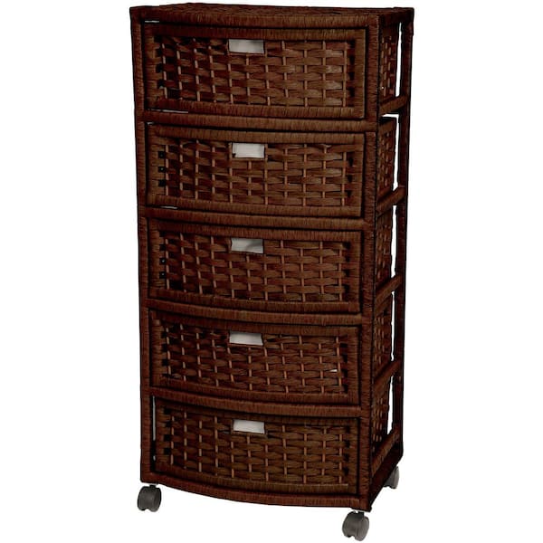 Oriental Furniture 5-Drawer Mocha Natural Fiber Trunk