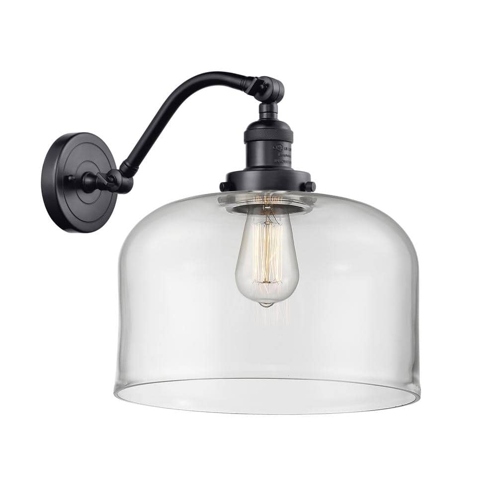 Bell 1-Light Matte Black, Clear Wall Sconce with Clear Glass Shade price history on PriceWatchPro