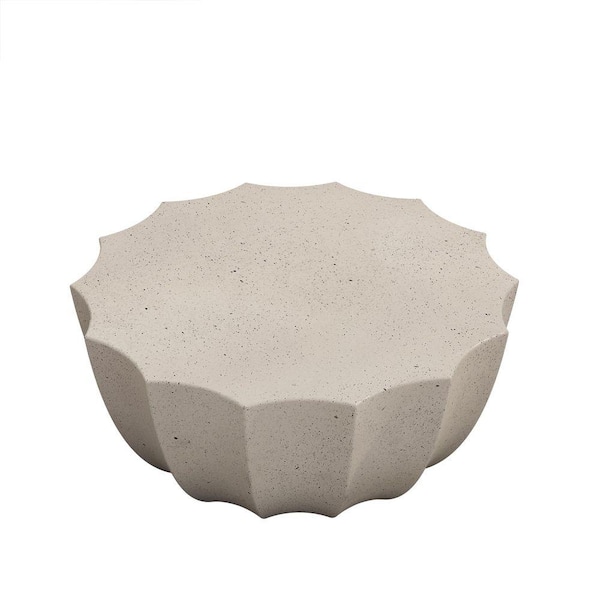 35.43 in. Outdoor Coffee Table Modern Stylish Design for Patio Garden Backyards, White