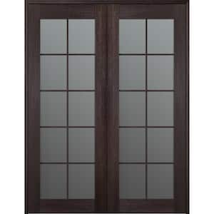 Vona 10 Lite 56 in. x 84 in. Both Active Frosted Glass Veralinga Oak Wood Composite Double Prehung French Door