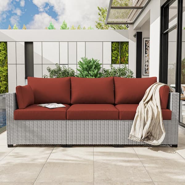 8-Piece 25.6 in. Outdoor Replacement Lounge Cushion Covers Terra Red
