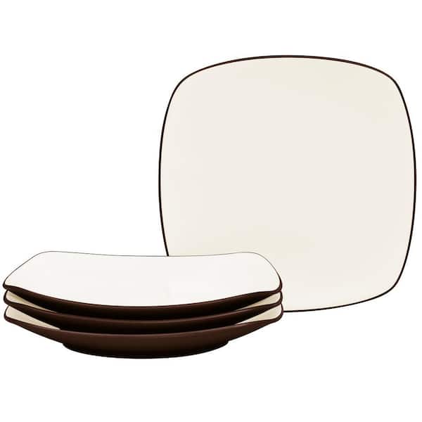 Colorwave Chocolate 8.25 in. (Brown) Stoneware Square Salad Plates, (Set of 4)