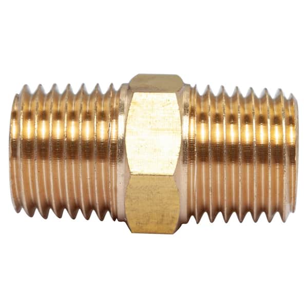 LTWFITTING 1/4 in. MIP Brass Pipe Hex Nipple Fitting (5-Pack)