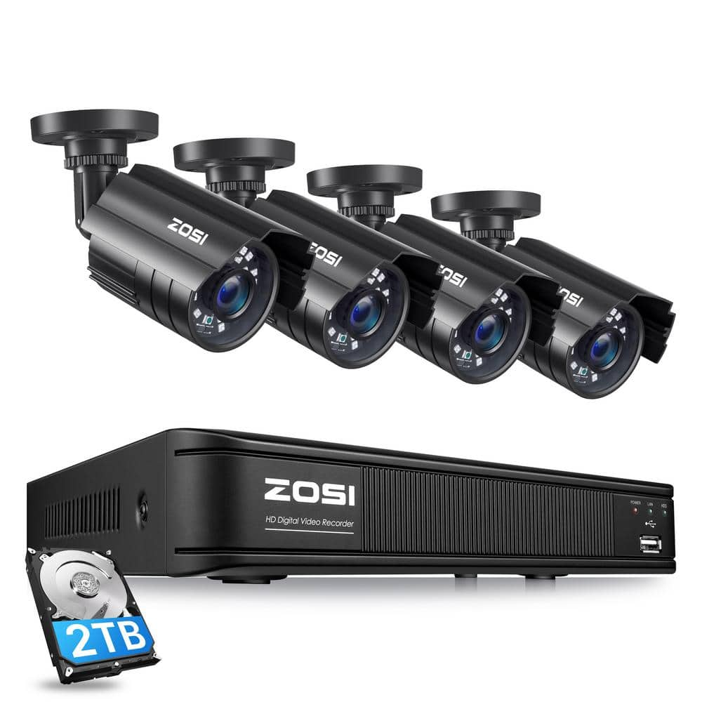 8-Channel 5MP-Lite DVR 2TB Hard Drive Security Camera System with 4 Wired Cameras, 80 ft. Night Vision -  ZOSI, 8VM-211B4S-20