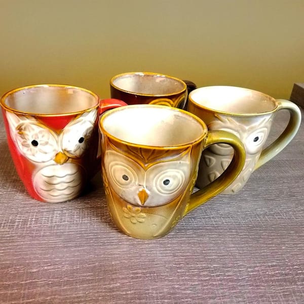 Gibson Owl City 17 oz. Assorted Colors Mugs (Set of 4) 98586644M