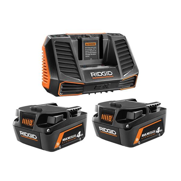 Ridgid 18V Lithium-Ion Max Output (2) 4.0 Ah Batteries and Charger Kit