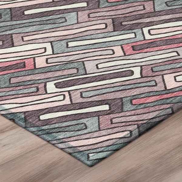 Chantille Machine Washable Indoor/Outdoor Abstract ACN3055 Blush 8 ft. x 8 ft. Round Rug