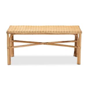 Cacaban Brown Natural Rattan Accent Bench (17.7 in. H x 38.6 in. W x 15 in. D)