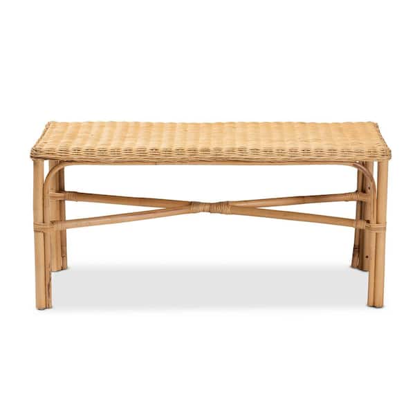 bali & pari Cacaban Brown Natural Rattan Accent Bench (17.7 in. H x 38.6 in. W x 15 in. D)