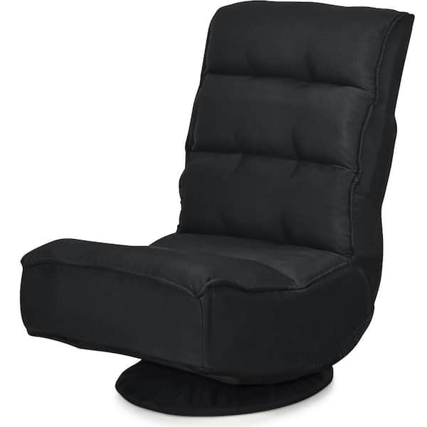 Costway Black Gaming Chair Folding Lazy Sofa with 5-Position 360 Degree Swivel (32.5" H x 23" W x 29.5" D)