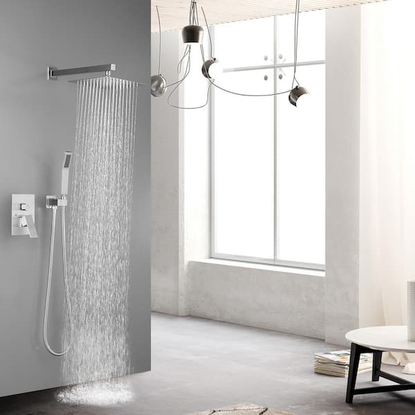 FORCLOVER 1-Spray Square High Pressure Wall Mounted Bathroom Rain