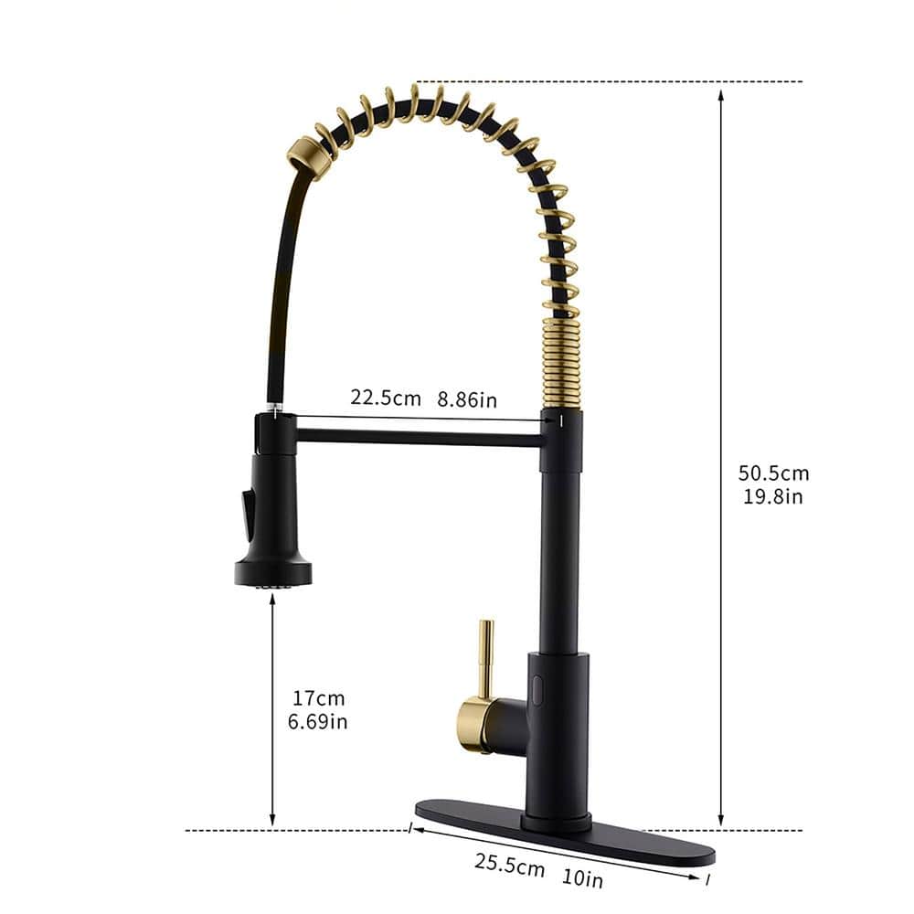 Black and Gold Touchless Pull Down Kitchen Faucet with Sprayer