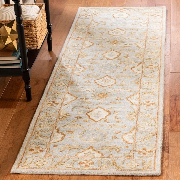Antiquity 2 ft. x 12 ft. Light Gray Oriental Border Runner Rug