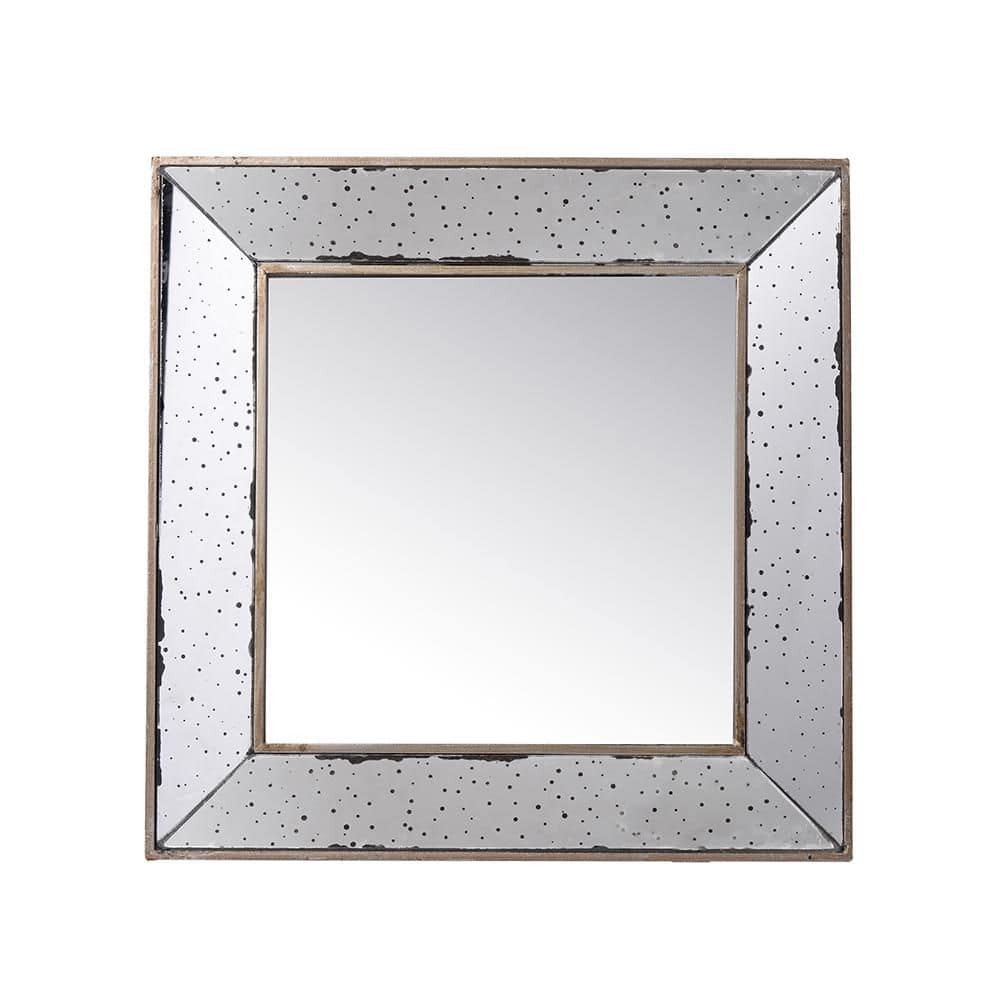 Silver 18 in W x 18 in. H Bohemian Square MDF Framed Mirror Wall Mirror Wal