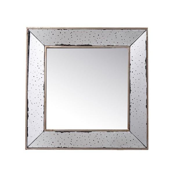 Unbranded Silver 18 in W x 18 in. H Bohemian Square MDF Framed Mirror Wall Mirror Wall Decor Mirror