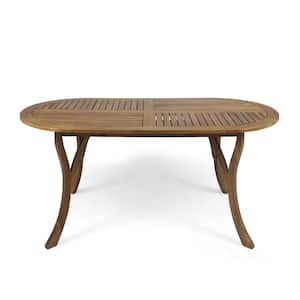 70" Outdoor Teak Acacia Wood Dining Table