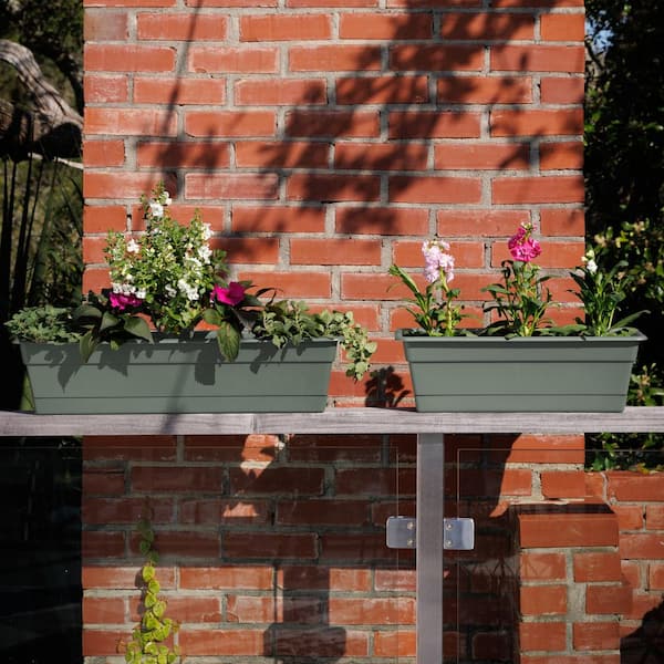 Dura Cotta 30 in. L x 7.5 in. W x 5.75 in. H 16 qts. Rectangular Basil Indoor/Outdoor Plastic Window Box Planter