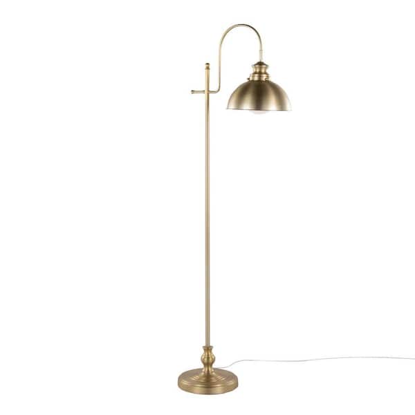 64.50 in. Gold Contemporary 1-Light Smart 1-Way (On/Off) Standard Floor Lamp for Living Room with Metal Drum Shade