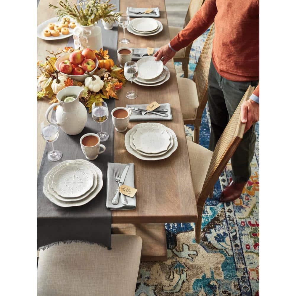 French Perle White Ceramic 12-Piece Dinnerware Set