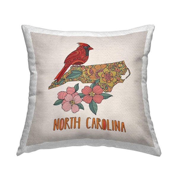 Stupell Industries North Carolina Cardinal Flower Multi-Color Square Outdoor Throw Pillow