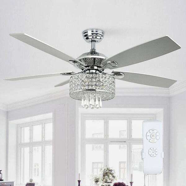 TAIFOND 52 in. Indoor/Outdoor Chrome Ceiling Fan with Light Kit and