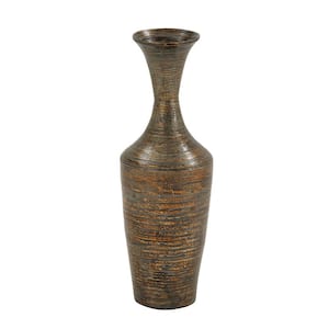 Dark Brown Bamboo Traditional Decorative Vase