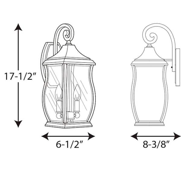 Township Collection 2-Light Oil Rubbed Bronze Clear Beveled Glass New Traditional Outdoor Medium Wall Lantern Light
