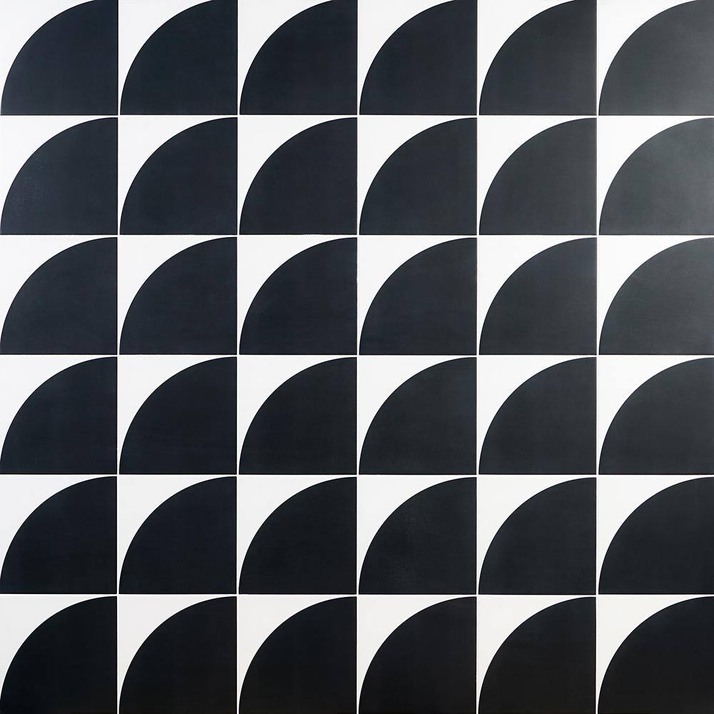 Tarin 8" x 8" Black and White Porcelain Tile