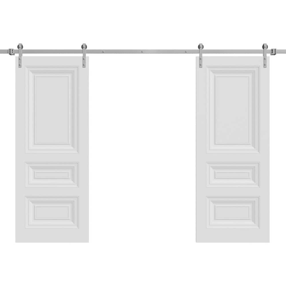 7233 56 in. x 80 in. Solid Core White Color Wood Sliding Barn Door with Hardware Kit price history on PriceWatchPro