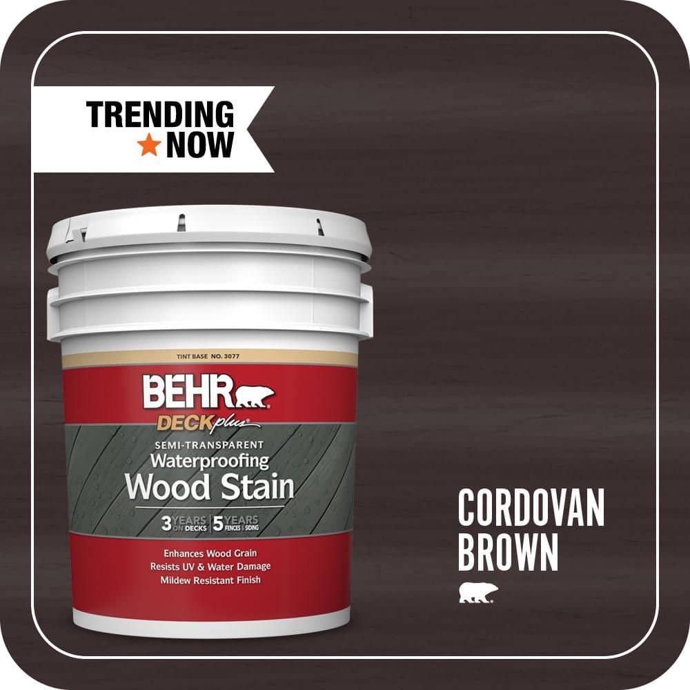 BEHR DECKplus 5 gal. #ST-104 Cordovan Brown Semi-Transparent