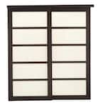 72 in. x 80 in. 2240 Series Espresso 5-Lite Tempered Frosted Glass Composite Sliding Door