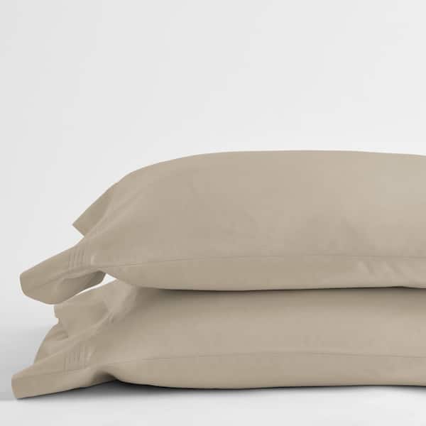 The Company Store Legends Feather Tan Solid 600-Thread Count Egyptian Cotton Sateen Standard Pillowcase (Set of 2)