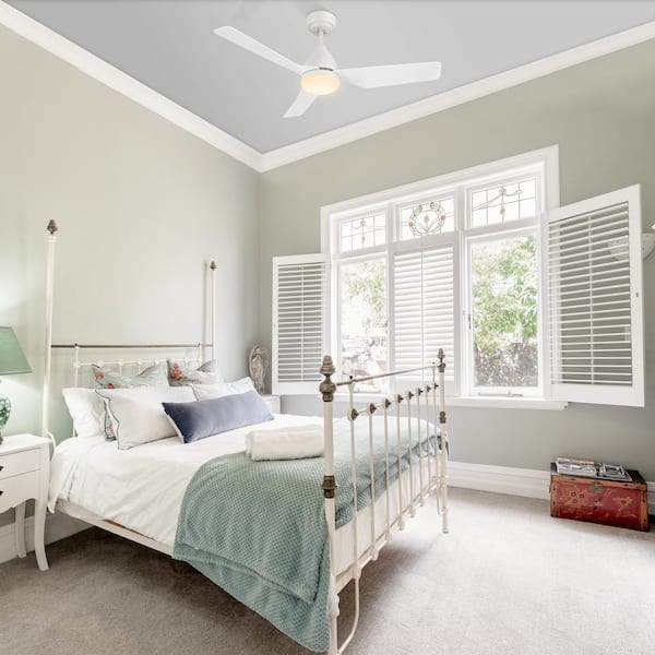 Triton 44 in. Dimmable LED Indoor White Smart Ceiling Fan with Light and Remote, Works with Alexa and Google Home
