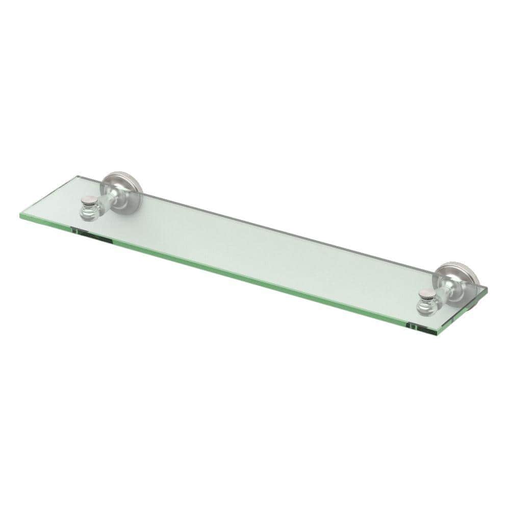 Tavern Rectangular Glass Shelf in Satin Nickel Finish