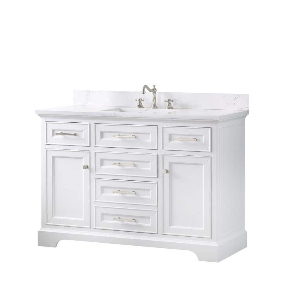 Thompson 48" White Solid Wood and MDF Single Vanity