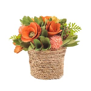 8 in. Artificial Floral Arrangements Spring Colorful Assorted Flowers Table Decor- Color- Multi