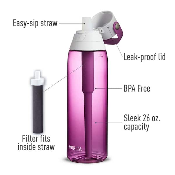 BRITA Fill and Go Vital Water Filter Bottle, Pink, Pack of 1
