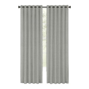 Bedford 42 in. W x 84 in. L Front Tab Light Filtering Window Curtain Panel in Grey