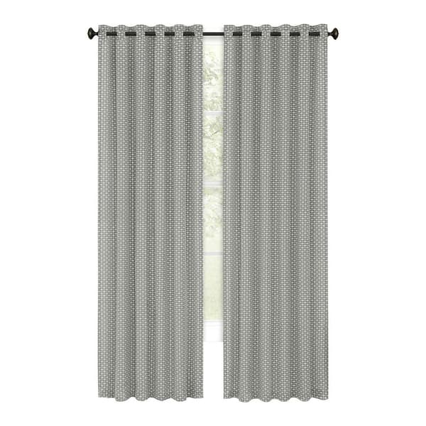 ACHIM Bedford 42 in. W x 84 in. L Front Tab Light Filtering Window Curtain Panel in Grey
