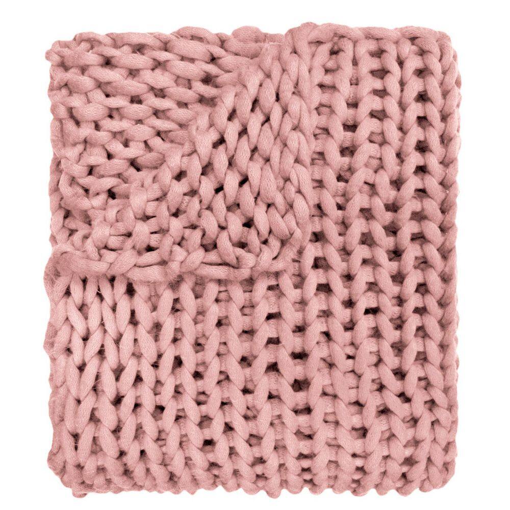 Luxurious Chunky Knit Mauve Wool Baby Throw 50"x40"
