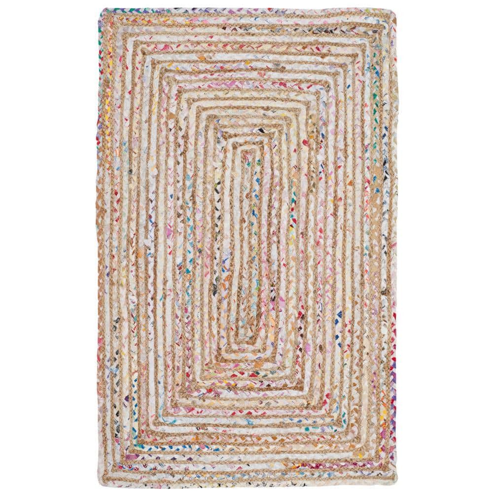 Beige and Multicolor Hand-Knotted Cotton Runner Rug
