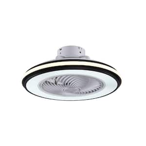 22 in. Indoor Modern Round Integrated LED Black Ceiling Fan with Remote Control