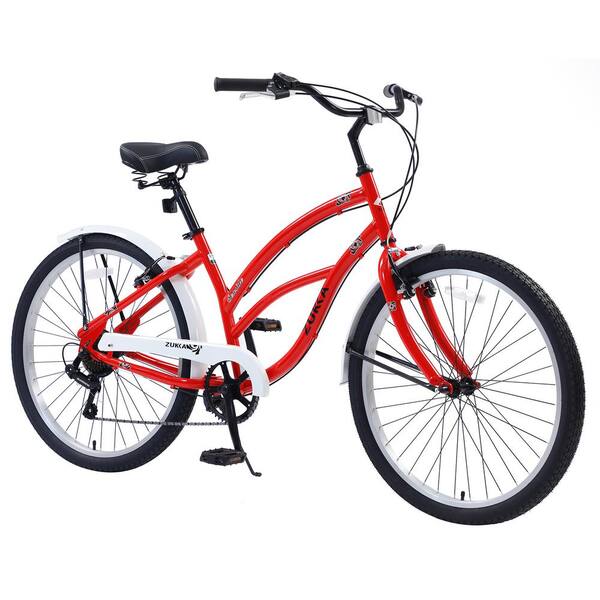 Zeus & Ruta 26 in. 7 Speed Bicycles, Beach Cruiser Bike in Red wq-871 ...