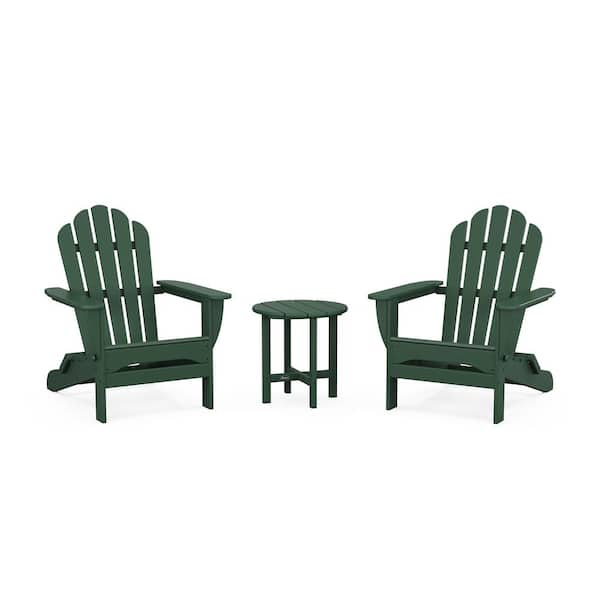 Trex Outdoor Furniture Monterey Bay 3-Piece Plastic Patio Conversation Set in Rainforest Canopy Folding Adirondack
